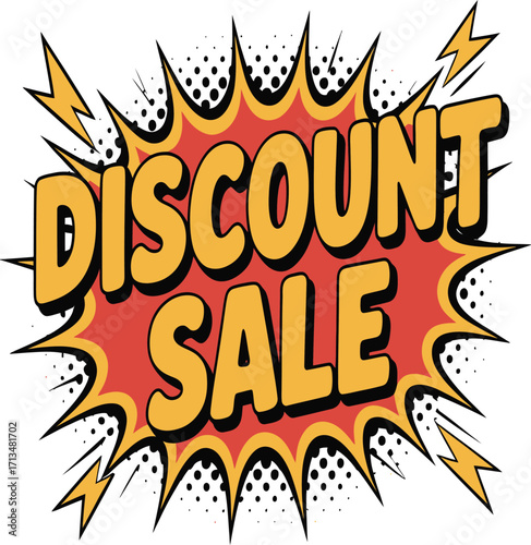 Explosive discount sale announcement grabs attention with vibrant comic book style for ultimate shopper engagement and impulse buys