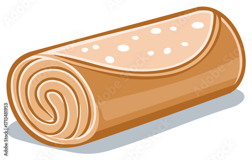 Rolled sweet cake with spiral cream filling vector illustration