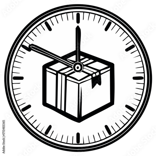Delivery Package on Clock Face, Express Shipping Concept
