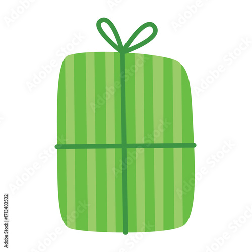 Green striped gift box vector illustration