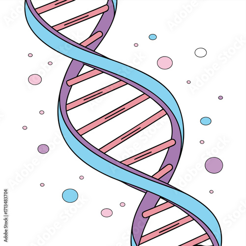 DNA Helix Illustration: A colorful and detailed illustration of a DNA helix. This image is ideal for representing genetics and biology, symbolizing the core of life itself.