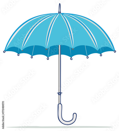 Sky Blue Umbrella Illustration for Rain Protection and Summer Weather