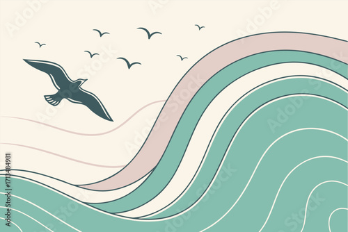 Gradient abstract wave shapes flowing background vector