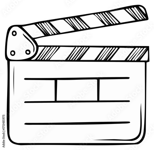 Simple illustration of an open clapboard on a white background