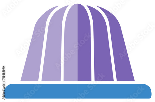 Simple stylized purple jelly dessert on blue plate abstract illustration