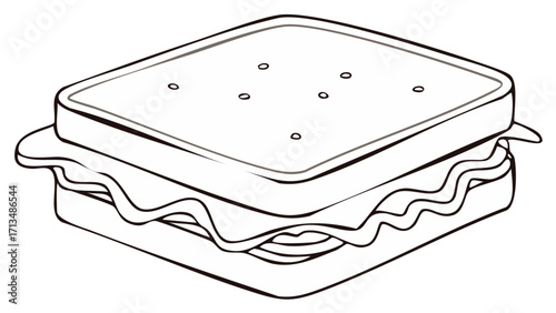 Simple line art illustration of a delicious layered sandwich perfect for lunch or snack