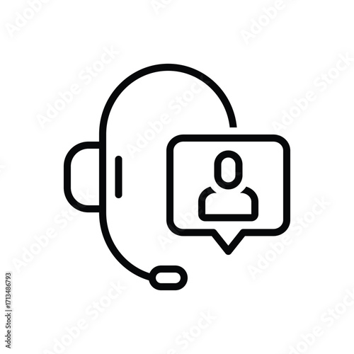 Black line icon for customer support