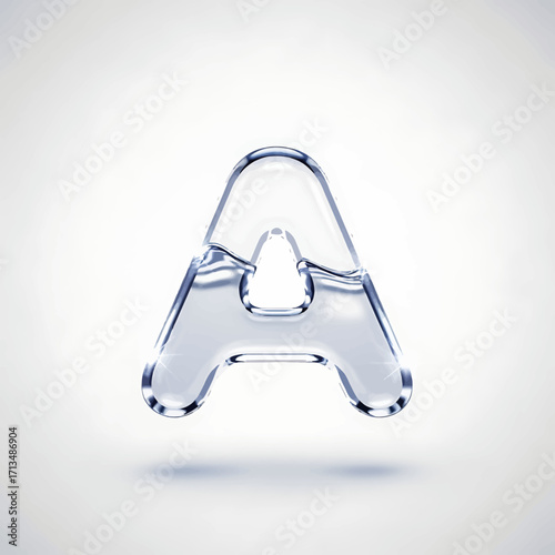 A clear, transparent, and watery letter A, isolated on a white background.