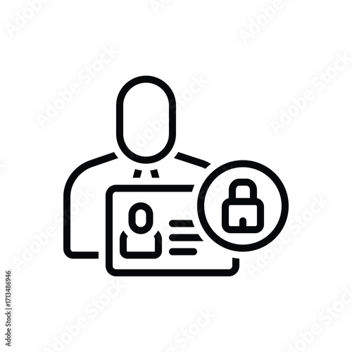 Black line icon for identity management