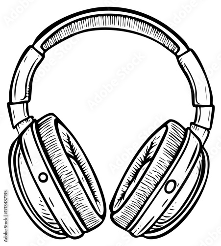 Over-ear headphones illustration isolated on white background