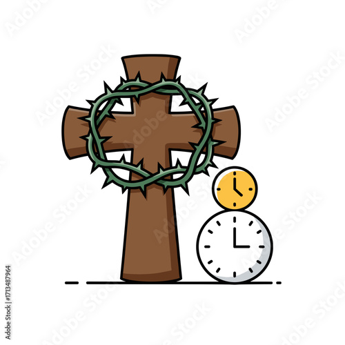 Cross with Crown of Thorns Icon