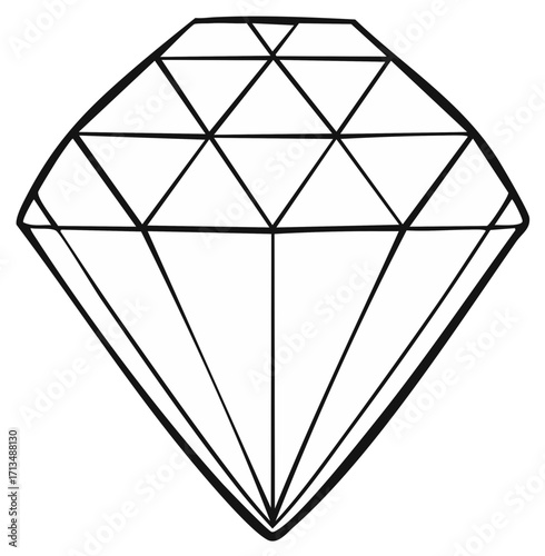 Diamond Line Art: Hand-Drawn Facets and Edges for Jewels or Minimalist Design