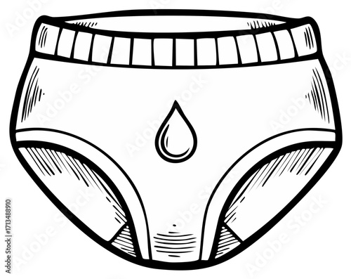 Drawing of a diaper with a droplet symbol indicating wetness