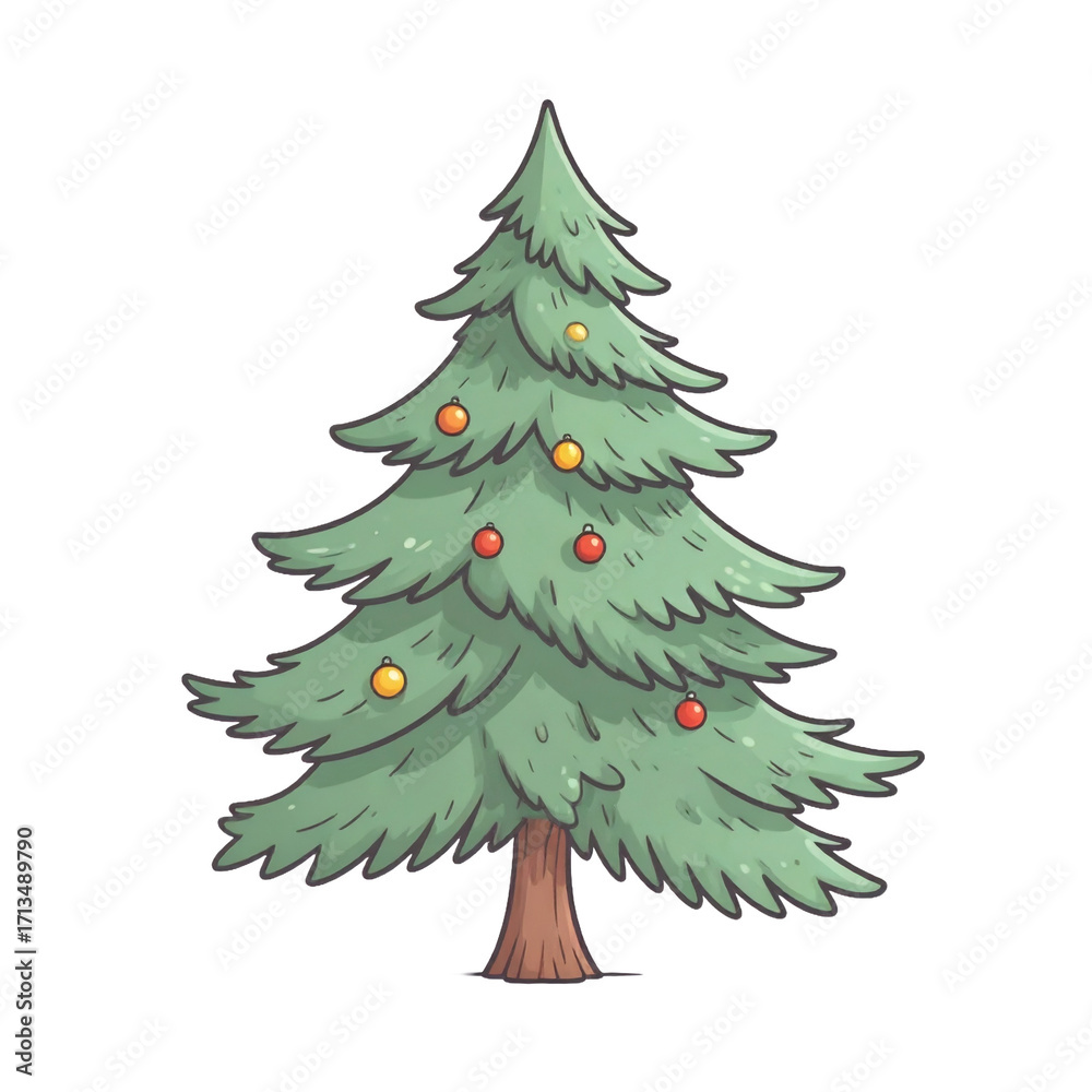 Obraz premium Festive Christmas tree decorated with colorful ornaments, symbolizing the spirit of the holidays