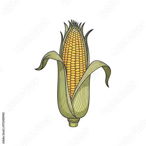 Vibrant Corn Cob Vector Illustration, PNG Transparent A Versatile Graphic Element for Your Designs