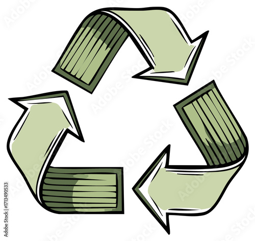 Green arrows form a continuous loop symbolizing sustainability and environmental conservation