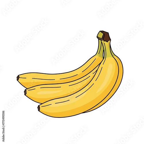 Vector Illustration of a Bunch of Ripe Yellow Bananas - PNG Transparent Background - Healthy Food Concept