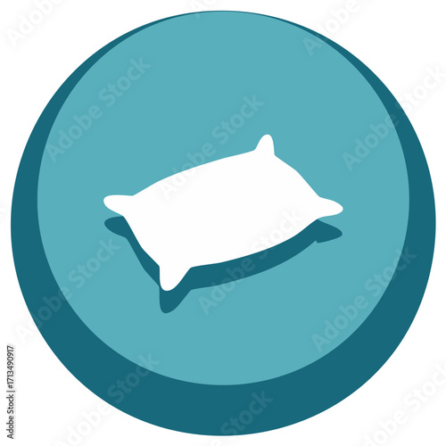 White Pillow Icon within Circle. Sleep, Rest, and Relaxation Concept.