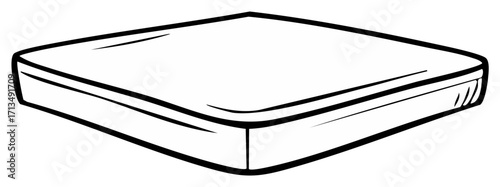 Black and white drawing of a bed mattress with solid lines.