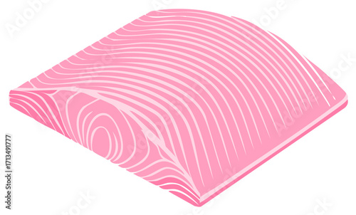 Stylized pink salmon fillet illustration with distinct wavy lines, representing fresh healthy seafood