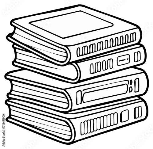 Stack of outline books with detailed design and textures