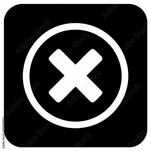 White X Mark Inside a Rounded Circle on Black Background