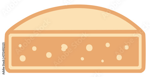 Simple minimalist icon of a delicious cheese wedge with holes A flat vector graphic for food and dairy concepts
