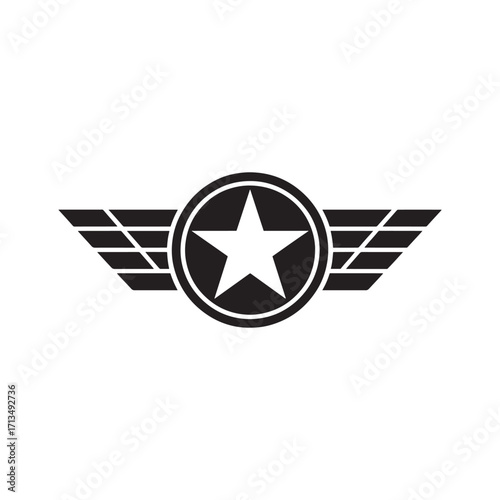 Emblem of Flight A Symbolic Representation of Aviation with Wings and Star a Timeless Logo Design