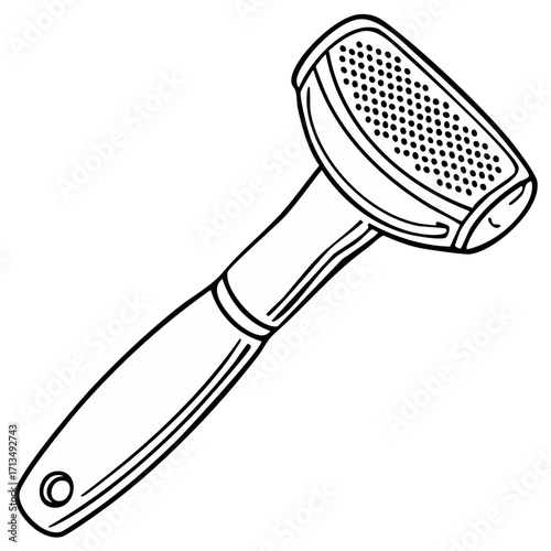 Kitchen meat tenderizer tool illustration. Outline drawing of a mallet for flattening meat.