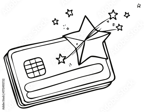 A stack of credit cards adorned with bursting stars and sparkles symbolizing financial success and good fortune
