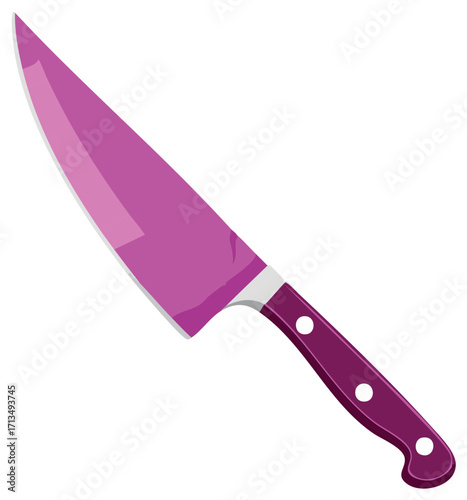 Vibrant purple chef's knife vector illustration for culinary design and cooking concepts