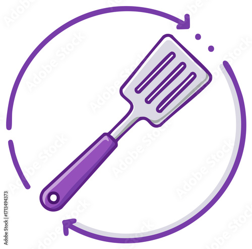 Purple Spatula with Circle Arrows, Kitchen Utensil, Cooking Concept