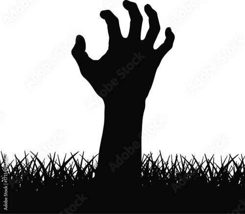 Black hand emerging from grass vector