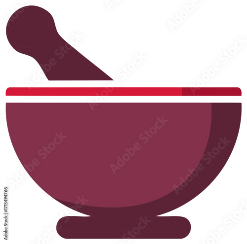 Mortar and Pestle Illustration, Pharmacy, Medicine Making, and Herbs Preparation