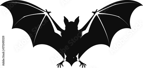 Black bat silhouette flying wings