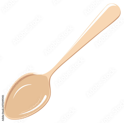 Simple illustration of a single spoon with a smooth curve and reflective surface
