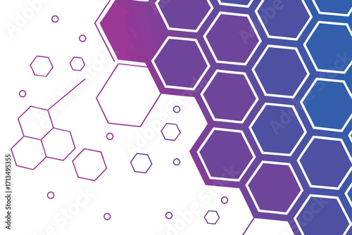 Gradient futuristic tech background with hexagon pattern vector