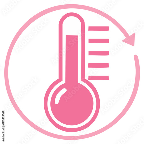 Pink Thermometer with Arrow Circle, Temperature Regulation, Health, Cycle