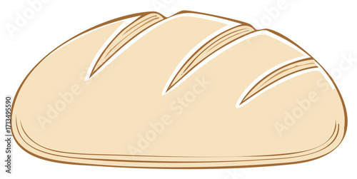 Classic Loaf of Bread with Scoring Simple Illustration