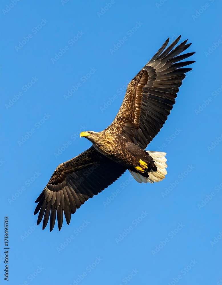 Naklejka premium Majestic eagle soaring in the vast blue sky