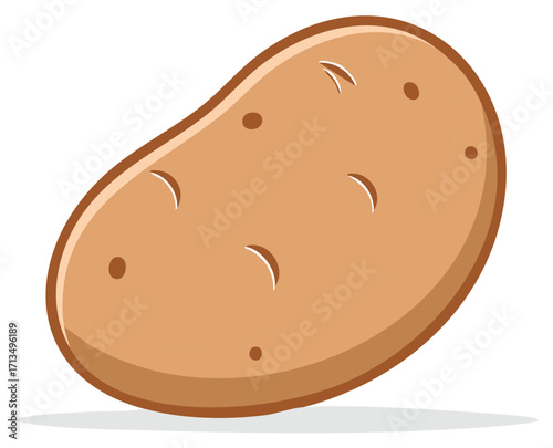 Illustrative Cartoon Potato with Highlights and Shadow for Food and Health