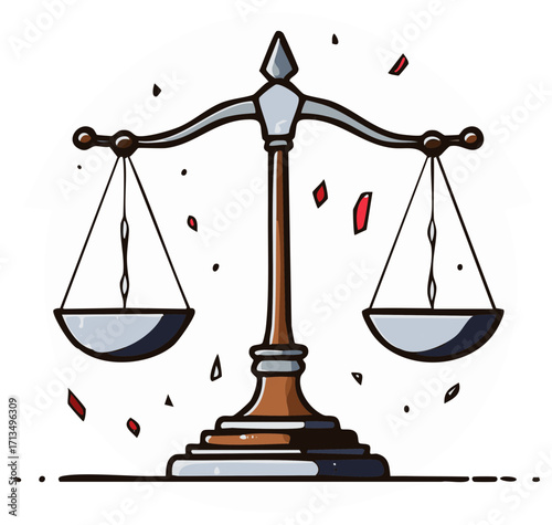 Classic scales of justice illustration symbolizing legal balance fairness and equality concept