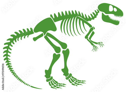 Green Dinosaur Skeleton Silhouette Standing Animal Bone Structure