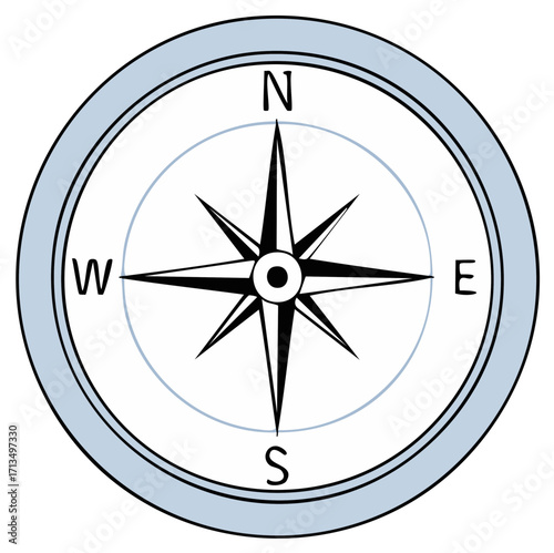 Modern flat design compass rose symbol with north south east west for navigation