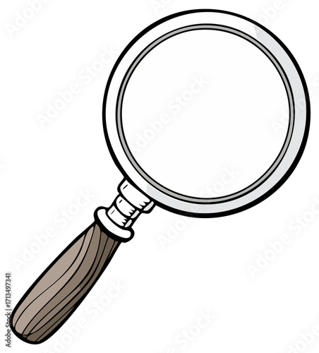 Classic Magnifying Glass with Wooden Handle Illustrative Design Element
