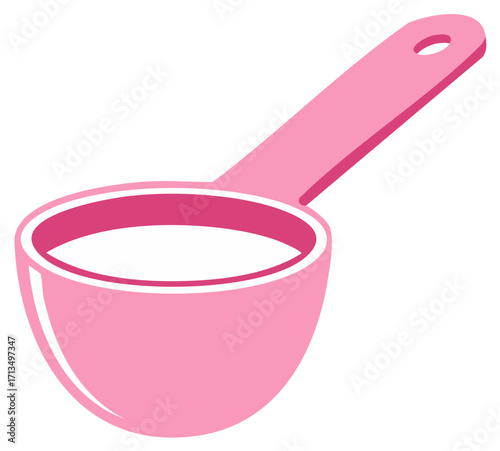 Pink Measuring Scoop Filled with White Powdered Ingredient Icon Design