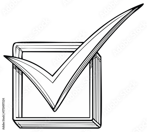 Vector illustration of a check mark in a square box.