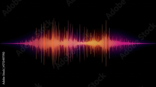 Vibrant soundwave graphic black background, perfect for Halloween themes and low resolution