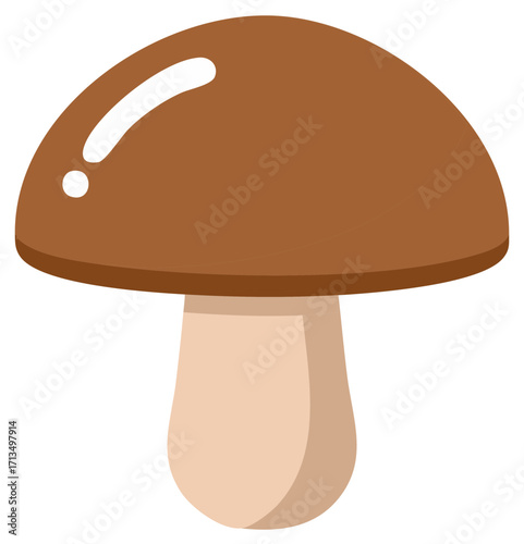 Simple Brown Mushroom Illustration with Highlight