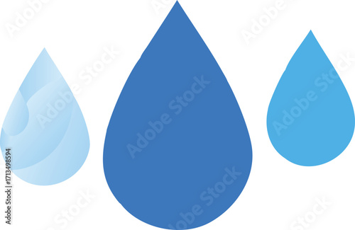 Three blue water drops falling fluid shapes clean refreshing liquid icons for hydration vector